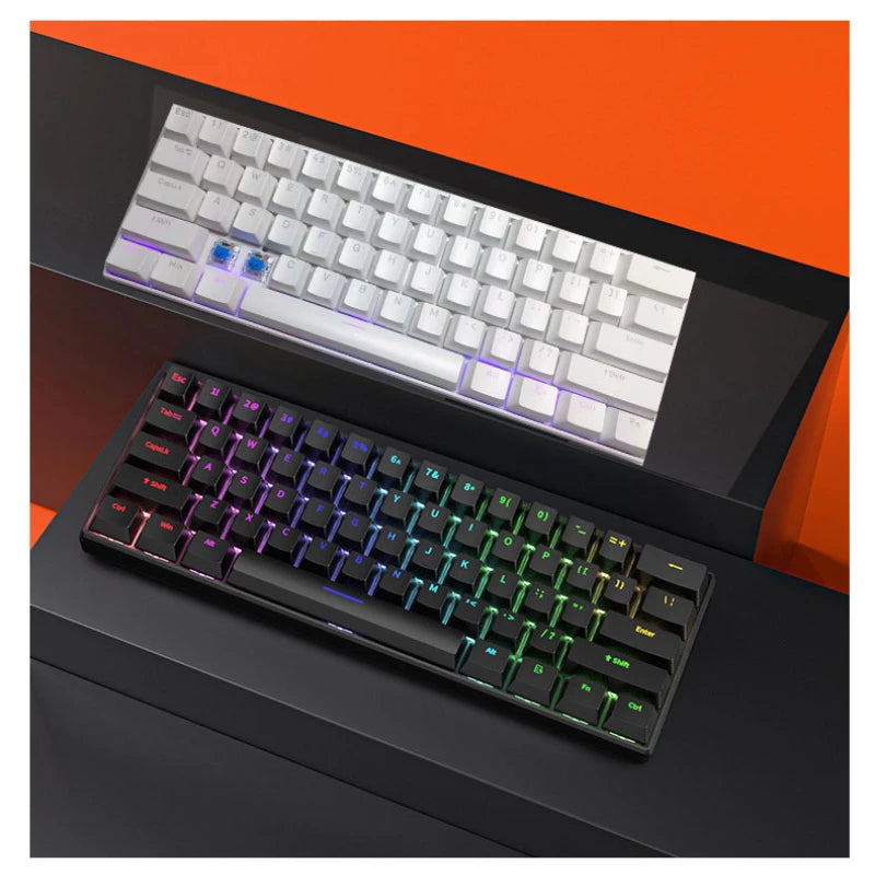 Spanish wired mechanical keyboard  mini computer white 60% with ñ  gamer keyboards gaming backlit 61 keys pc teclado branco