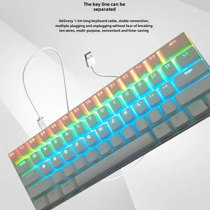 Spanish wired mechanical keyboard  mini computer white 60% with ñ  gamer keyboards gaming backlit 61 keys pc teclado branco