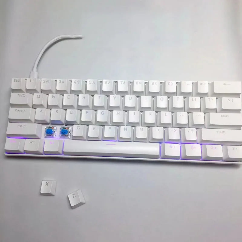 Spanish wired mechanical keyboard mini computer white 60% with...