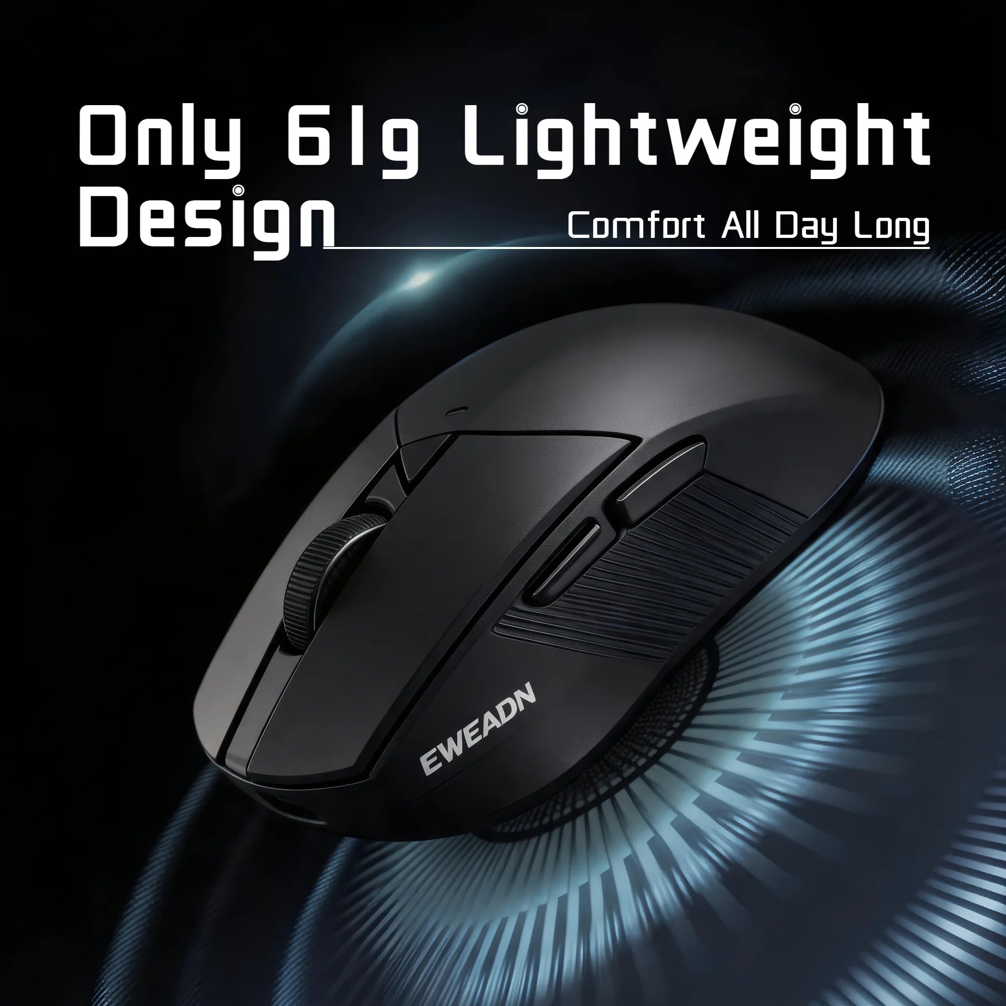 Wireless Mouse Bluetooth 2.4G Dual Mode 12800 DPI Gaming Mouse Rechargeable 500mAh Battery 1000Hz Polling Rate Lightweight 61g Office Gaming Mice for PC Laptop Tablet Black White