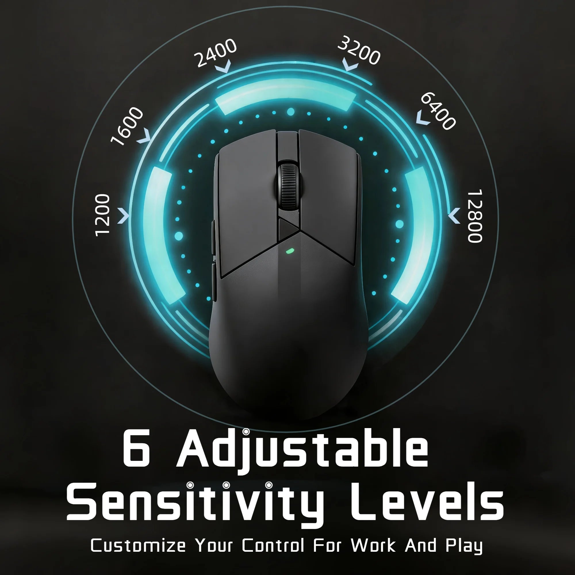 Wireless Mouse Bluetooth 2.4G Dual Mode 12800 DPI Gaming Mouse Rechargeable 500mAh Battery 1000Hz Polling Rate Lightweight 61g Office Gaming Mice for PC Laptop Tablet Black White