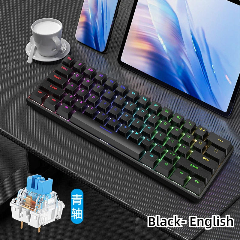 Spanish wired mechanical keyboard  mini computer white 60% with ñ  gamer keyboards gaming backlit 61 keys pc teclado branco