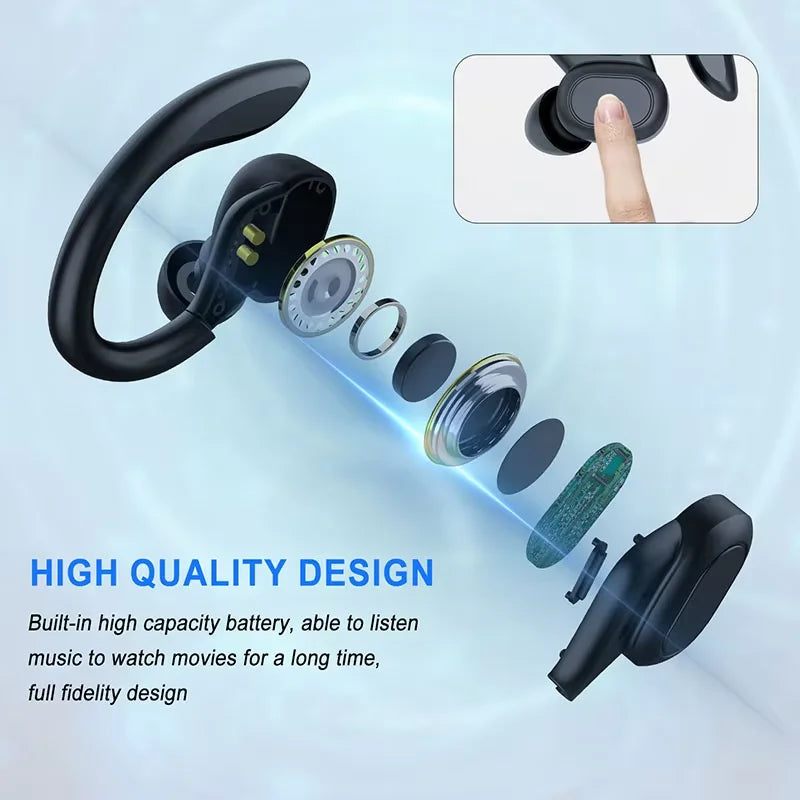 Original Sports Wireless Headphones Bluetooth 5.3 Over Ear Buds with Earhooks Waterproof Sports Earphones Running In-Ear Headset