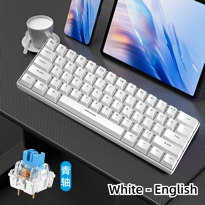 Spanish wired mechanical keyboard  mini computer white 60% with ñ  gamer keyboards gaming backlit 61 keys pc teclado branco