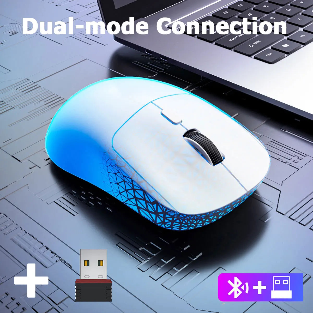 Portable Rechargeable Wireless Mouse Bluetooth/2.4G Dual-Mode Gaming Mice 4 Colors Silent Gamer Mice for PC ipad Computer Mice