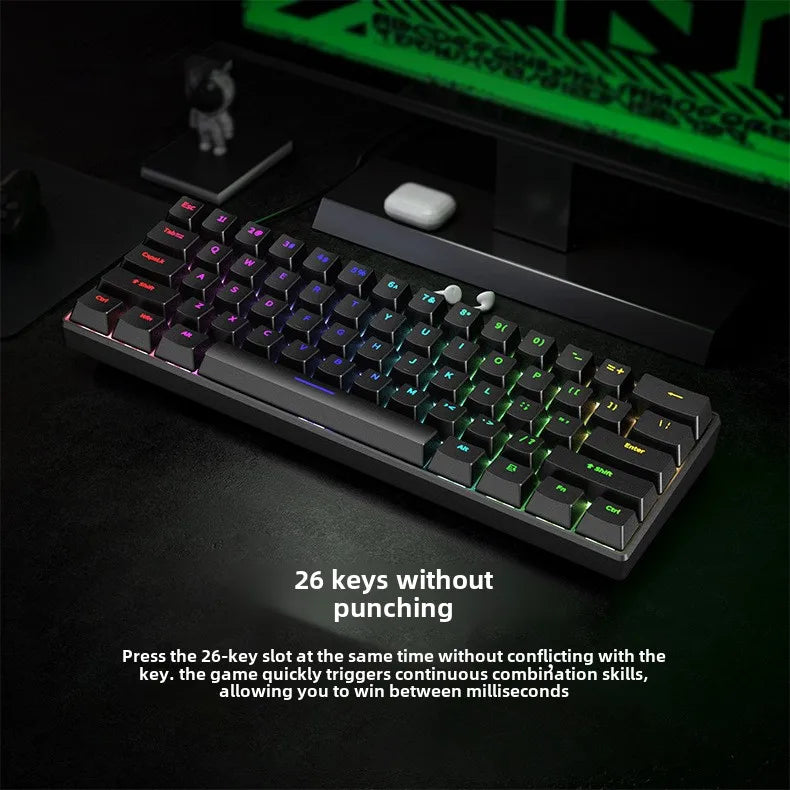 Spanish wired mechanical keyboard  mini computer white 60% with ñ  gamer keyboards gaming backlit 61 keys pc teclado branco