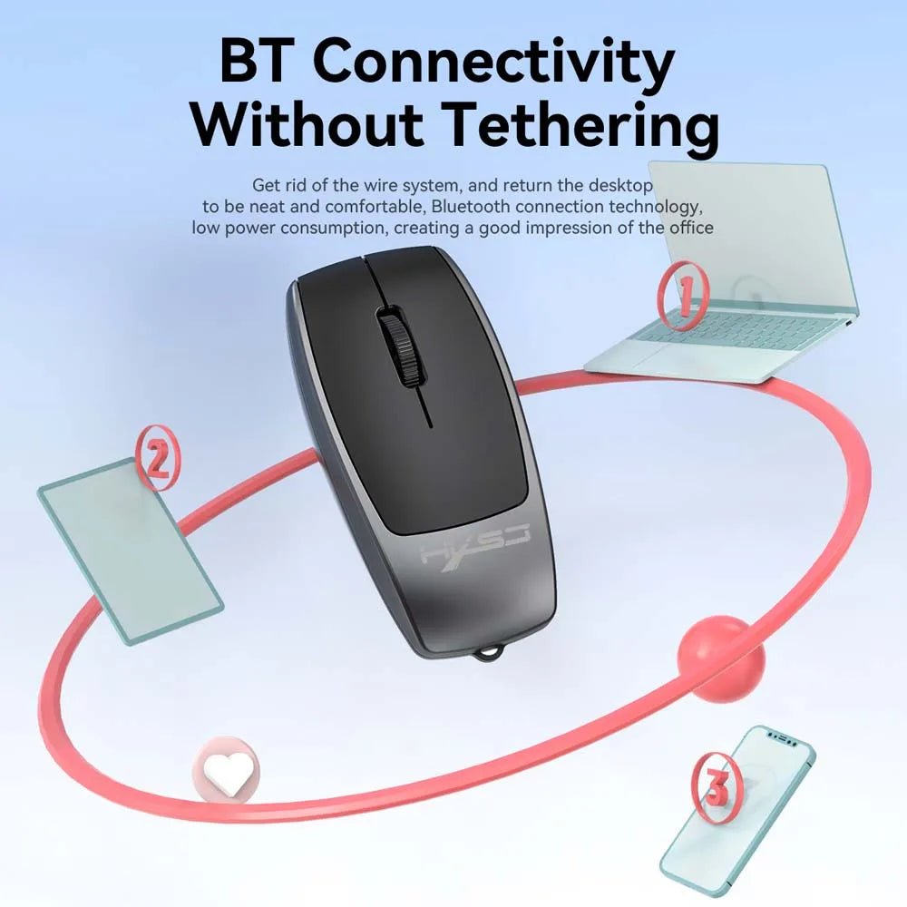 with Bluetooth Wireless Mouse Type USB C Rechargeable Mice with Micro SD Card Reader for Laptop Tablet Memory Adapter Mini Mouse