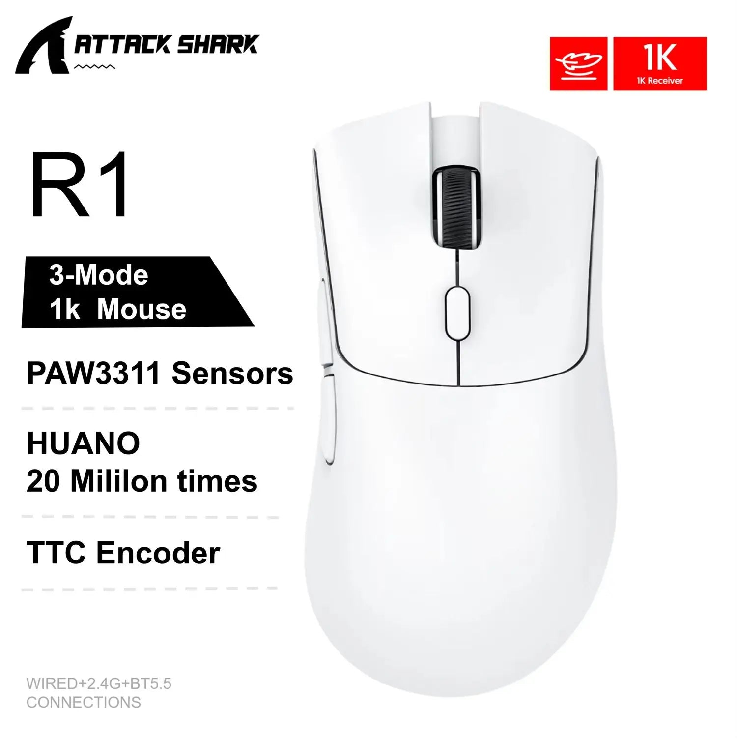 Attack Shark X11&R1 Tri Mode Bluetooth Wireless Mouse With Charger Base Rgb Ergonomics Mice Lightweight Pc Gamer Accessories